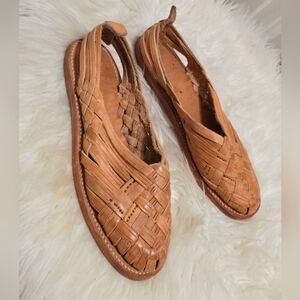Vintage Interwoven Brown Leather Sandals Size 6🌴